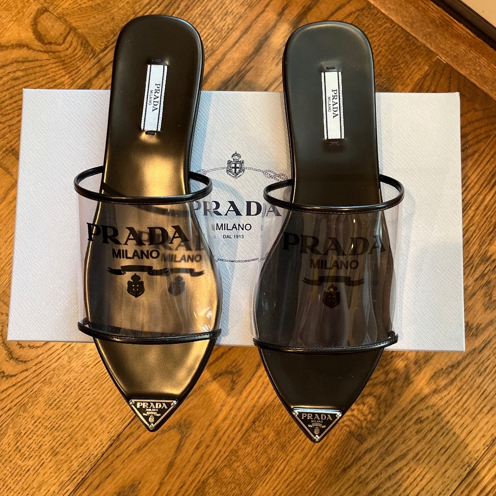 Prada sandals plex logo